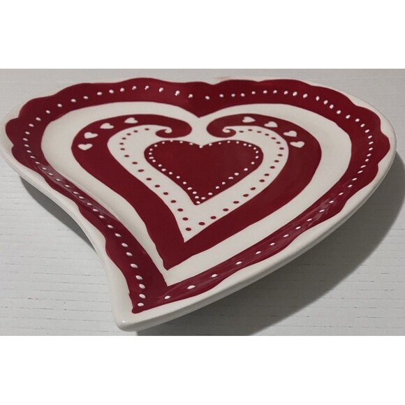 Vintage Mesa Home Heart Shaped hand crafted Large Plate, love Dish 9 1/2 x 9 1/2 - Picture 3 of 16